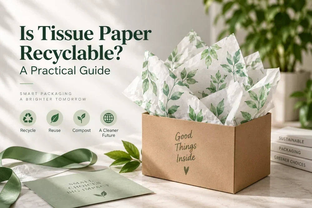 Image of Is tissue paper recyclable guide with custom tissue paper and recycling theme