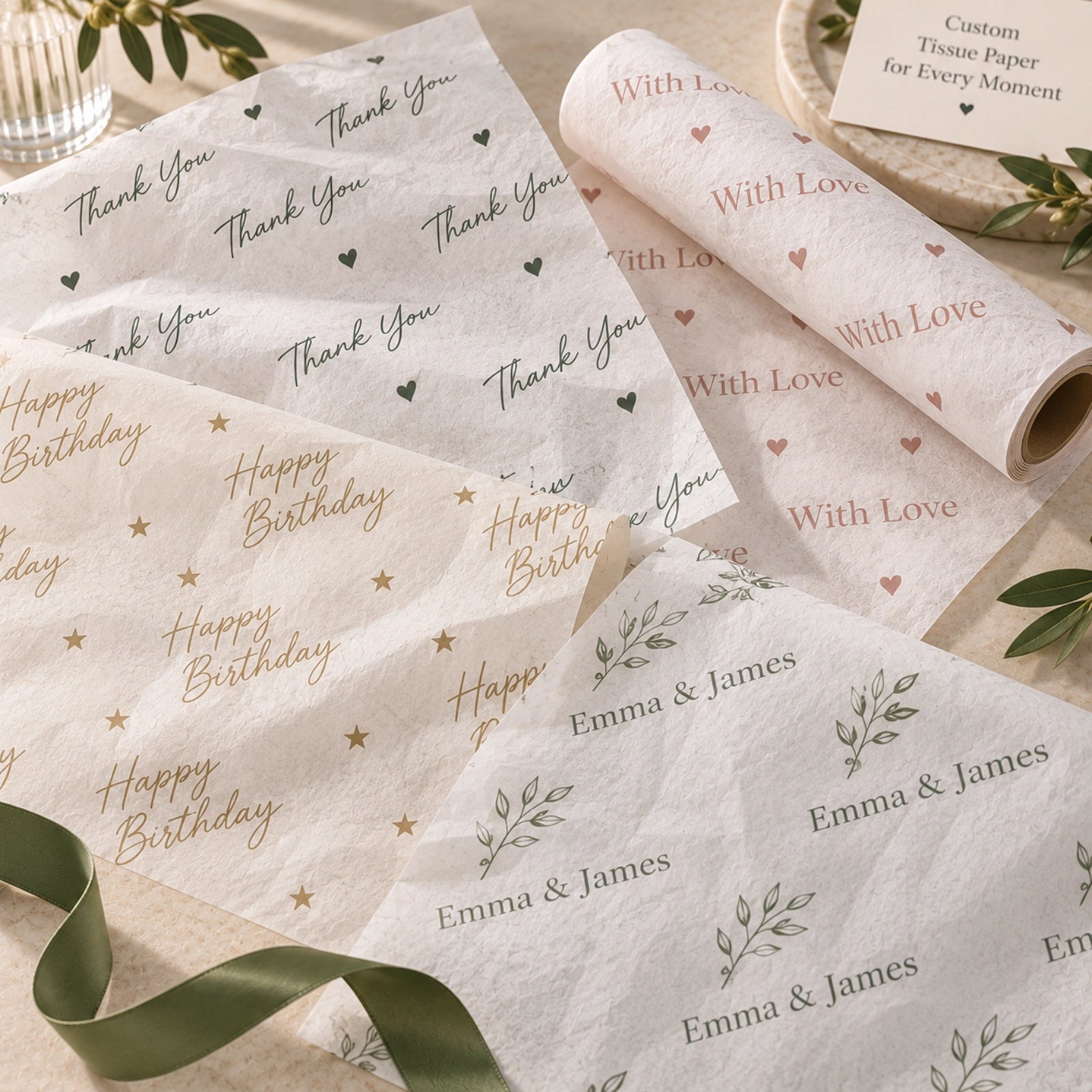 Image of Personalized Tissue Paper with Custom Text