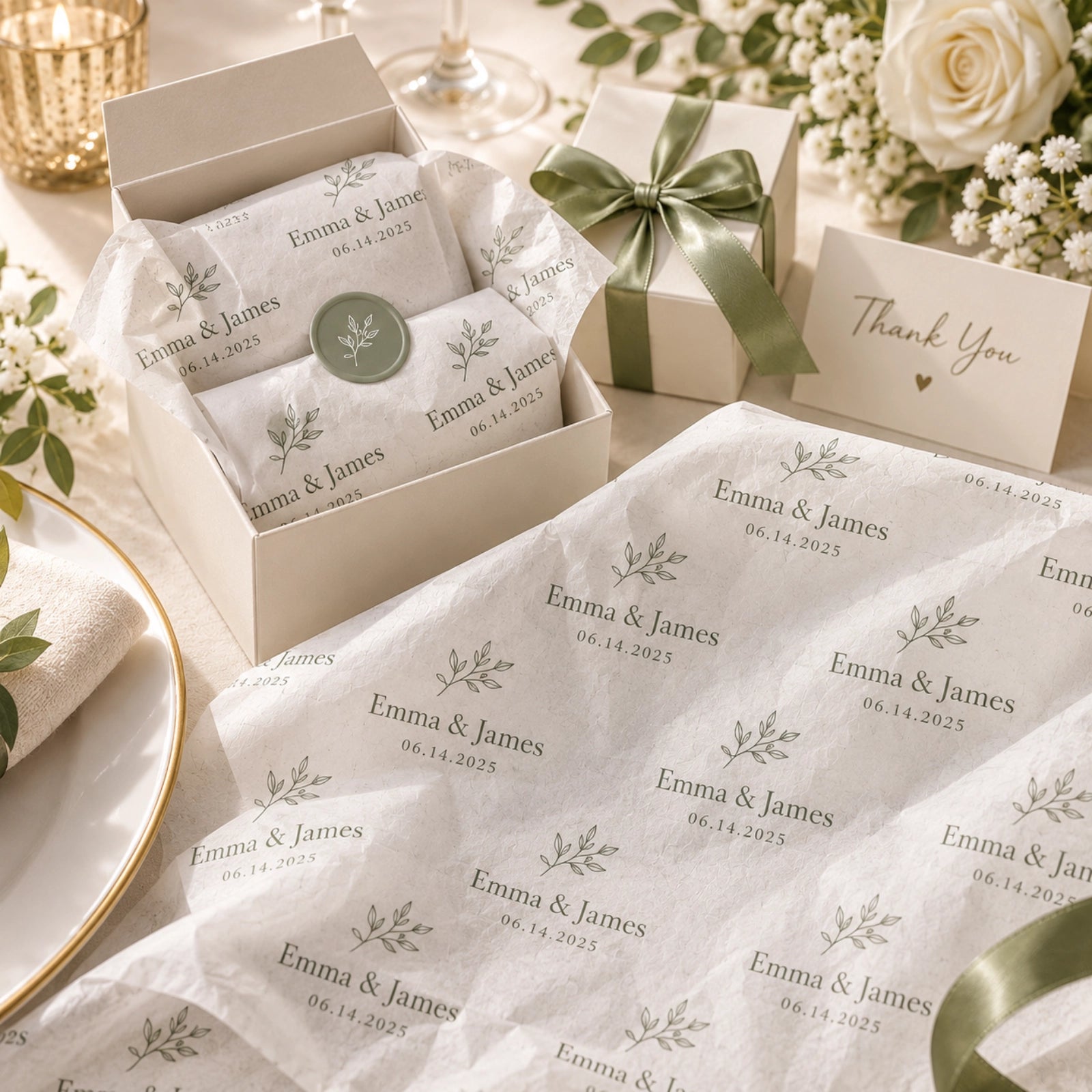 Image of Personalized Tissue Paper with Custom Text